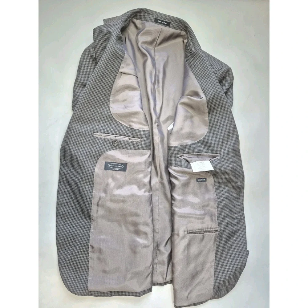 Pronto Uomo Platinum Mens Sport Coat 48R Blue Gray Check 2 Button Made in China
